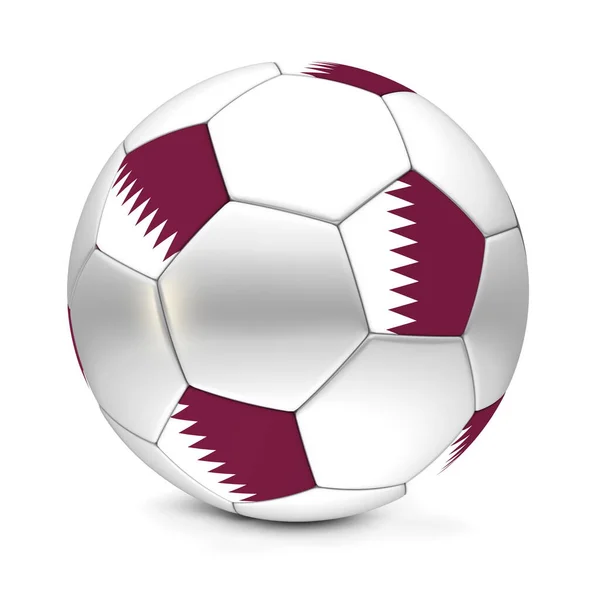 Focilabda Katar Zászlajával Pentagonokon — Stock Fotó