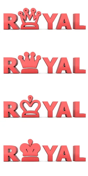 Word Royal Shiny Red Letters Letter Replaced Differently Styled Crowns — Stock Photo, Image