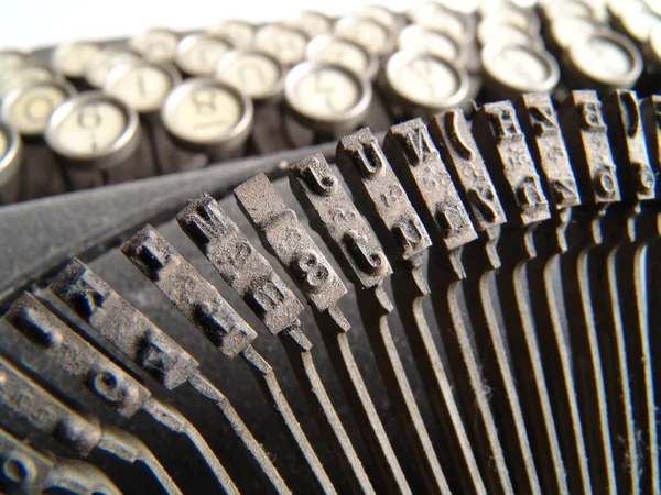 Detalhe Uma Máquina Escrever Antiga Tipo Alavanca — Fotografia de Stock