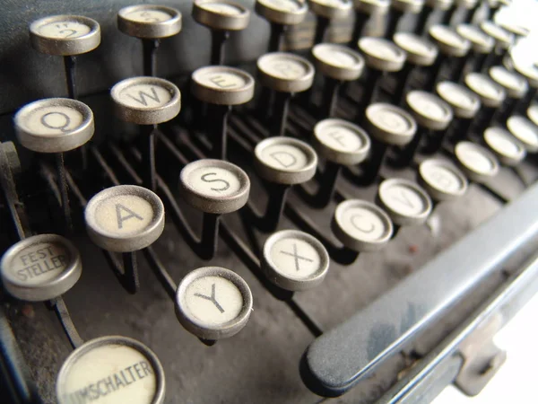 Detail Van Een Oud Typemachine Toetsenbord — Stockfoto