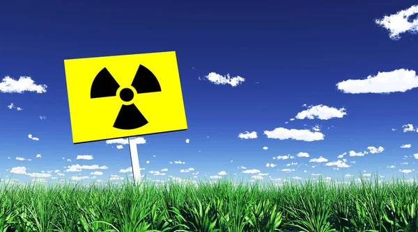 草地上的辐射标志 — 图库照片
