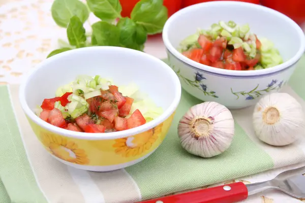 Salada Vegetal Tomate Tomate Salada Tomate Fresco Delicioso Comer — Fotografia de Stock