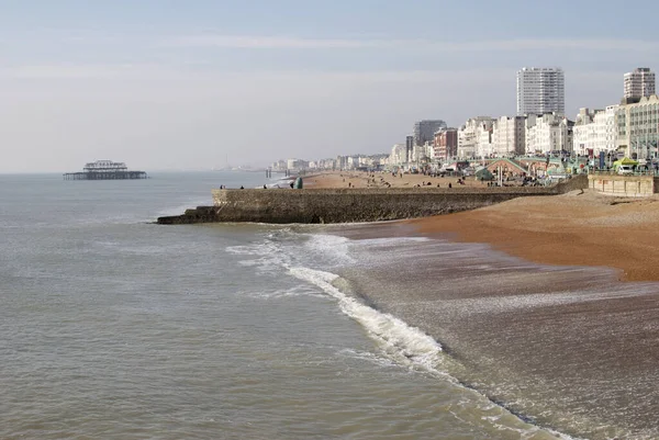 Stranden Och Havet Vid Brighton East Sussex England Ruinerad West — Stockfoto