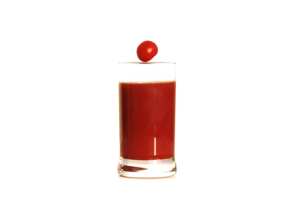 Suco Tomate Vidro Isolado Branco — Fotografia de Stock