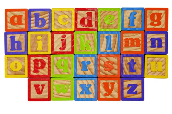 Kinder Alphabetblöcke Des Gesamten Alphabets Kleinbuchstaben — Stockfoto