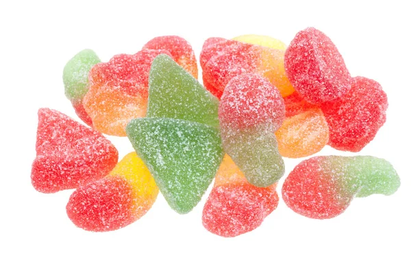 Zuckerbeschichtete Gummitropfen Isoliert Auf Weißem Hintergrund — Stockfoto