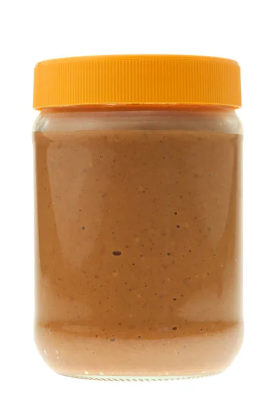 Jar Peanut Butter Isolated White Background — Stock Photo, Image