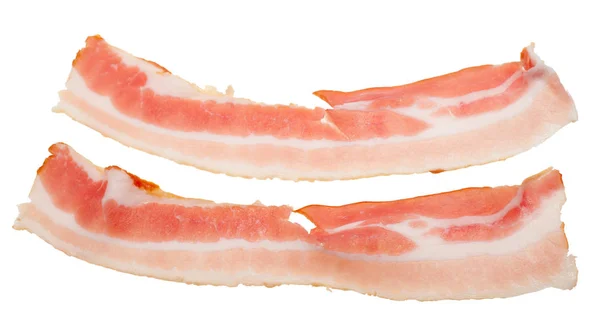 Pieces Raw Bacon Isolated White Background — Stock Photo, Image