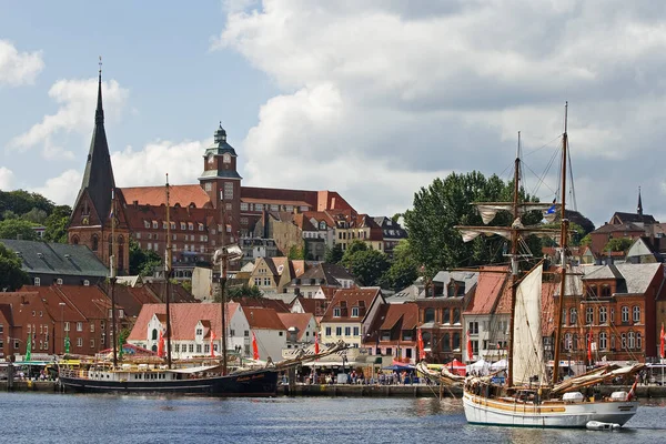Flensburg Přístav Pozadí Pro Nejkrásnější Západní Evropě — Stock fotografie