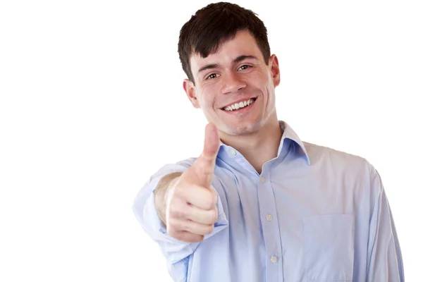 Young Attractive Man Showing Thumbs Isolated White Background — kuvapankkivalokuva