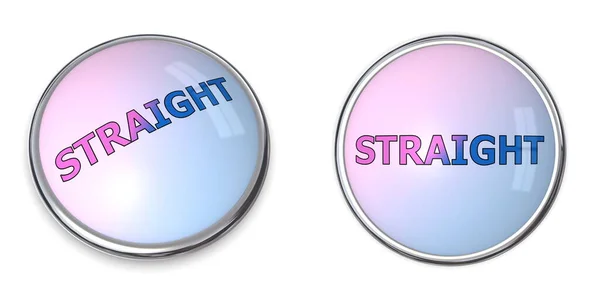 単語ストレート付きの青ピンクのグラデーションボタン クロムの境界線 — ストック写真