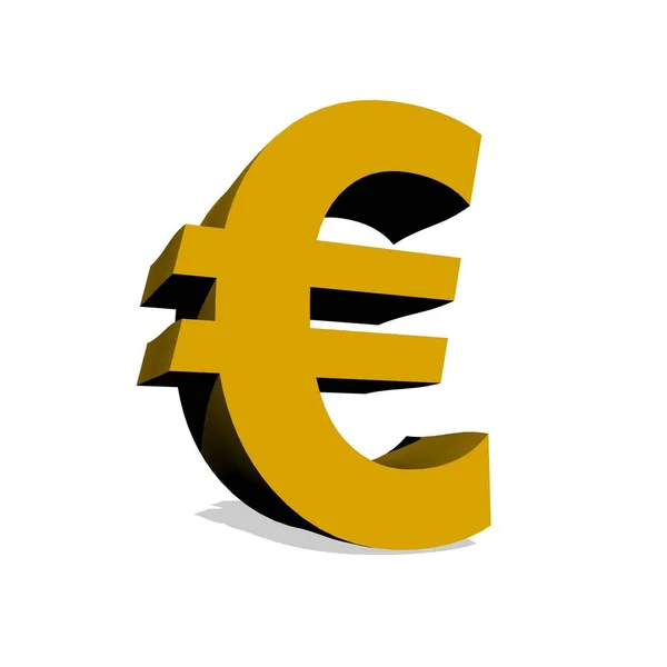 Símbolo Dorado Moneda Euro Fondo Blanco —  Fotos de Stock