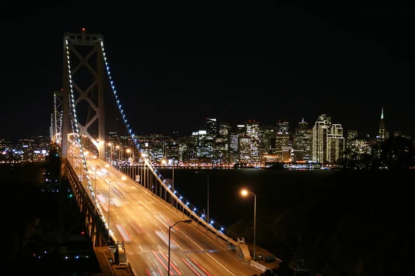 Bay Bridge San Francisco Nachts — Stockfoto