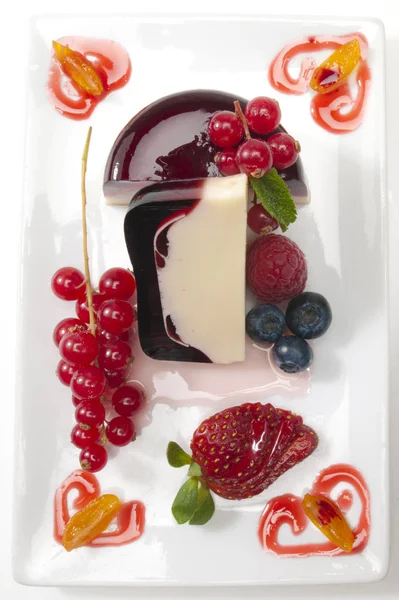 Panna Cotta Dans Gelée Baies — Photo