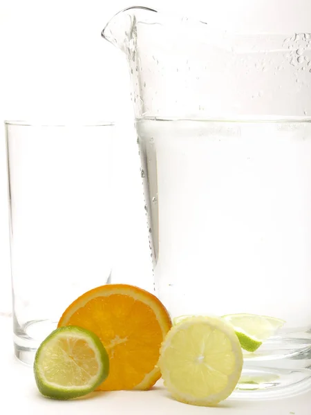 Correa Lemon Lime Orange Con Vaso Jarra —  Fotos de Stock