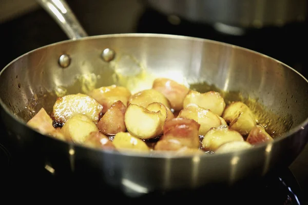 Cooked Apples Pan Butter — Stock Photo, Image