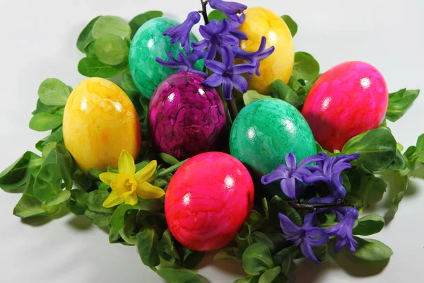 Цветные Пасхальные Яйца Крупным Планом — стоковое фото