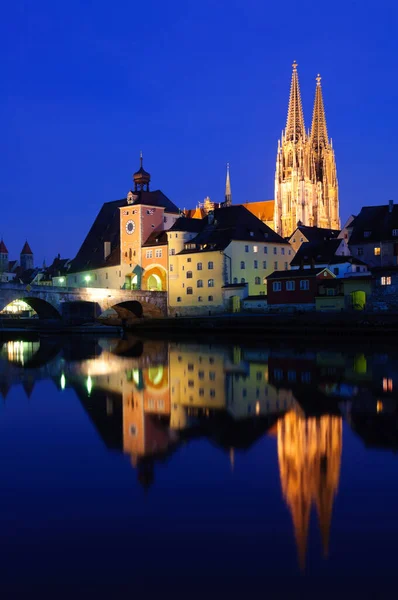 Old Town Regensburg Night Germany — Stock Photo, Image