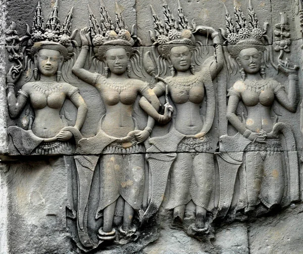 Detail Kamenné Sochy Angkor Wat Kambodža — Stock fotografie