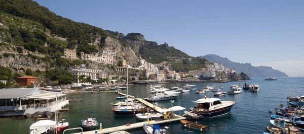 Port Côte Amalfitaine Avec Bateau Naples Meilleur Italie — Photo