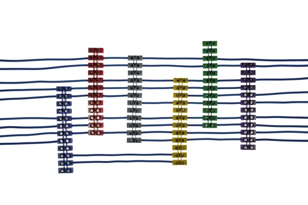 Mit Klemmleisten Werden Elektrische Kabel Miteinander Verbunden — Stockfoto