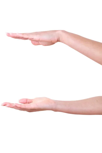 Mannelijke Handen Tonen Geïsoleerde Wit — Stockfoto