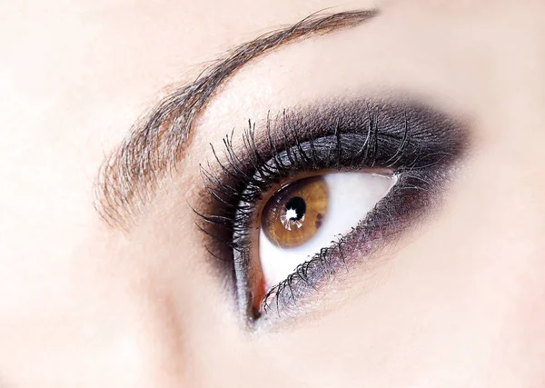 Close Make Beautiful Broun Eye Stock Photo