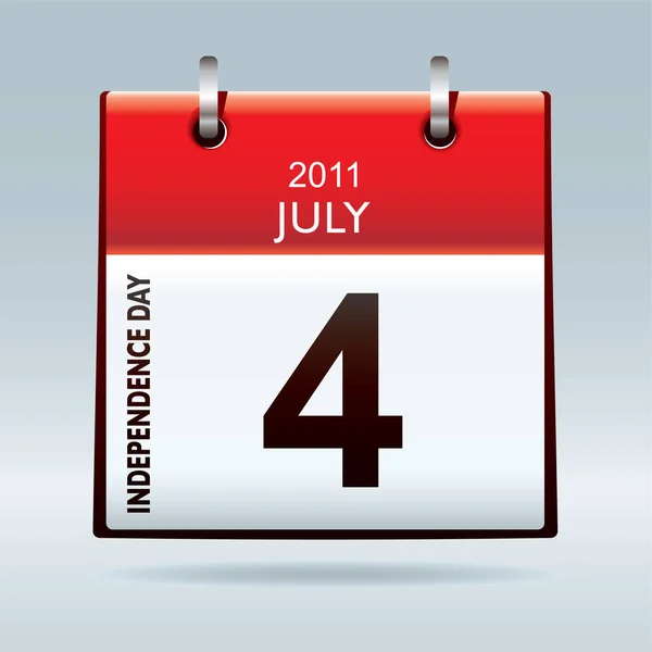 Temmuz 2011 Için Kırmızı Beyaz Bağımsızlık Günü Takvim Simgesi — Stok fotoğraf