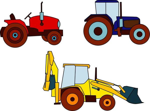 Set Various Tractors — Stock Photo, Image