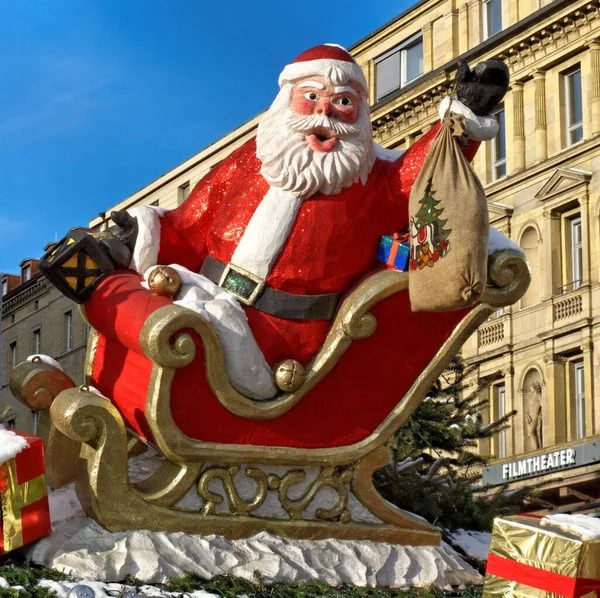 Stuttgart Mercado Natal Com Santa Santa — Fotografia de Stock