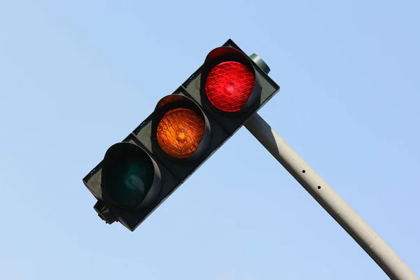 Semáforo Amarelo Vermelho — Fotografia de Stock