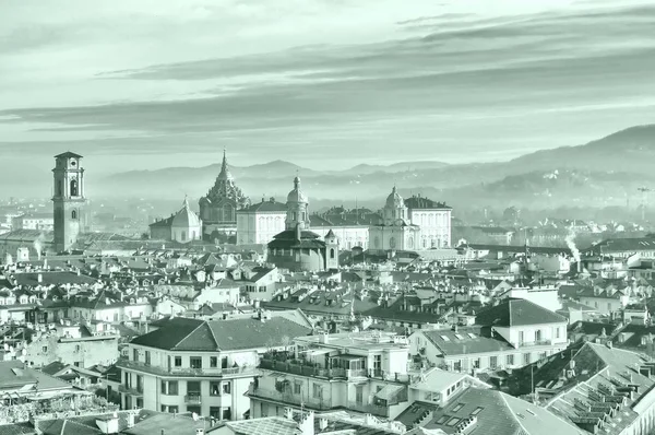 Ciudad Turín Torino Mirador Panorámico Desde Arriba Hdr Altos Altos — Foto de Stock