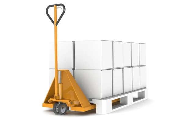 Hand Truck Pallet Isoladet White Part Warehouse Series — Stock Photo, Image