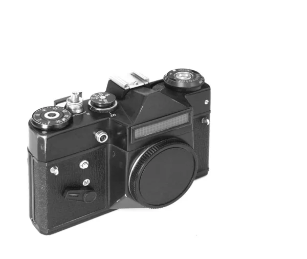 Eine Alte Kleinbild Slr Filmkamera Isoliert Vor Weißem Hintergrund — Stockfoto