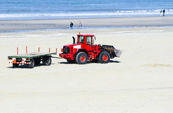 Lavoro Spiaggia Preparazione Stagione Estiva Trasporto — Foto Stock