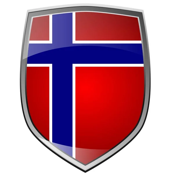 Pajzs Norvég Zászló — Stock Fotó