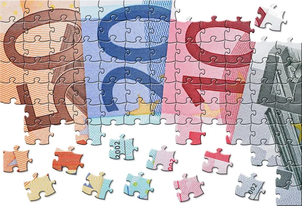 Puzzelstijl Van Eurobankbiljetten — Stockfoto