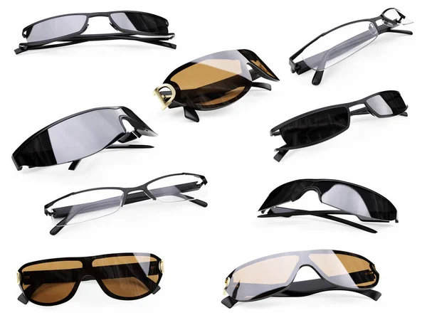 Isolated Collection Sunglasses White Background — 图库照片