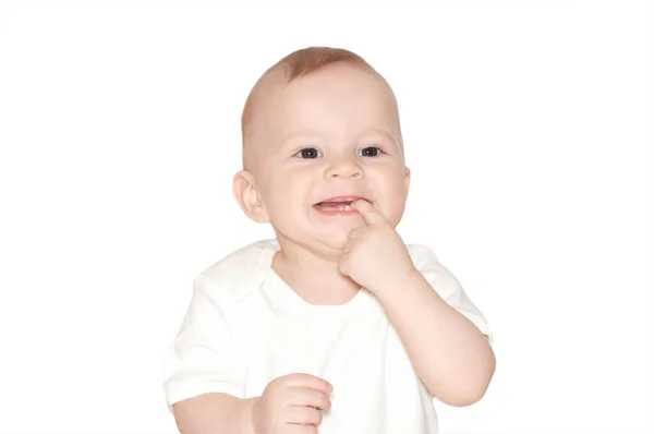 Bebê Com Mãos Boca — Fotografia de Stock
