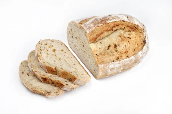 Gesneden Brood Een Witte Achtergrond — Stockfoto