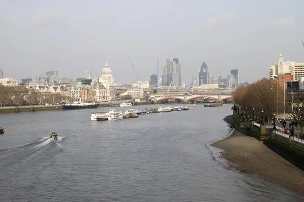 London England River Thames Looking East Waterloo Bridge City London — 스톡 사진