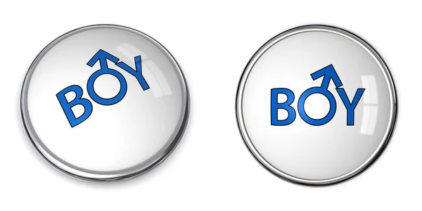 単語の男の子と男性の性別のシンボルと白いボタン — ストック写真