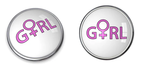 White Button Word Girl Female Gender Symbol — Stock Photo, Image