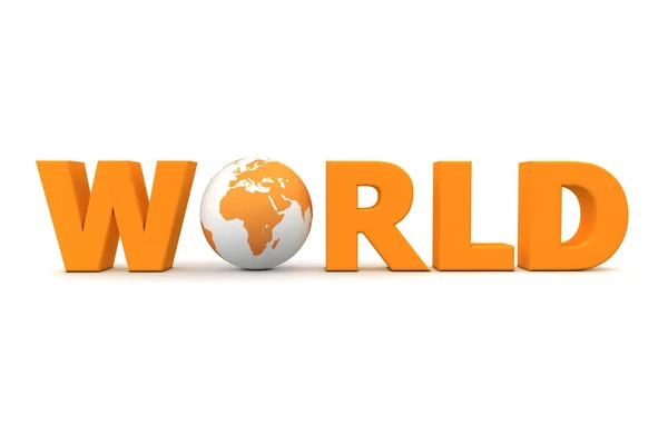 Оранжевое Слово World Globe Replacing Letter — стоковое фото