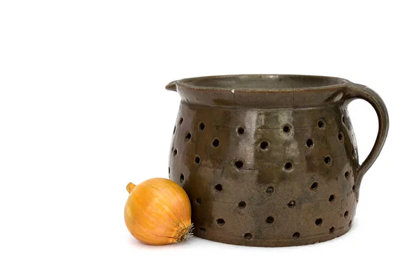 Onion Old Ceramic Pot — Stock Photo, Image