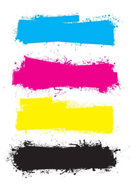 Splat Banner Cmyk Ink Grunge Effekt Mit Platz Für Text — Stockfoto