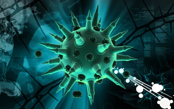 Illustrazione Digitale Del Virus Influenzale Sullo Sfondo Colori — Foto Stock