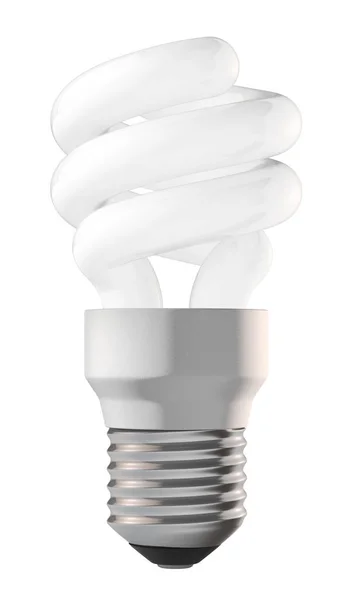 Une Ampoule Économie Énergie Isolée Sur Blanc Comprend Chemin Coupe — Photo