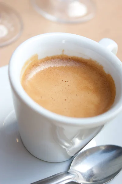 Tazza Bianca Caffè Caffè Espresso Bicchiere Acqua — Foto Stock