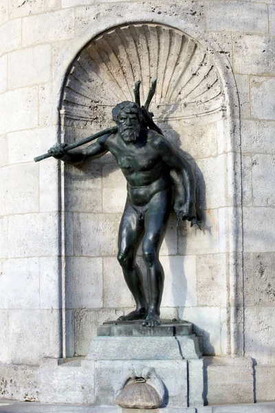 Neptune Θεός Της Θάλασσας Εάν Ναός Hubertusbrunnen Στο Neuhausen Κανάλι — Φωτογραφία Αρχείου